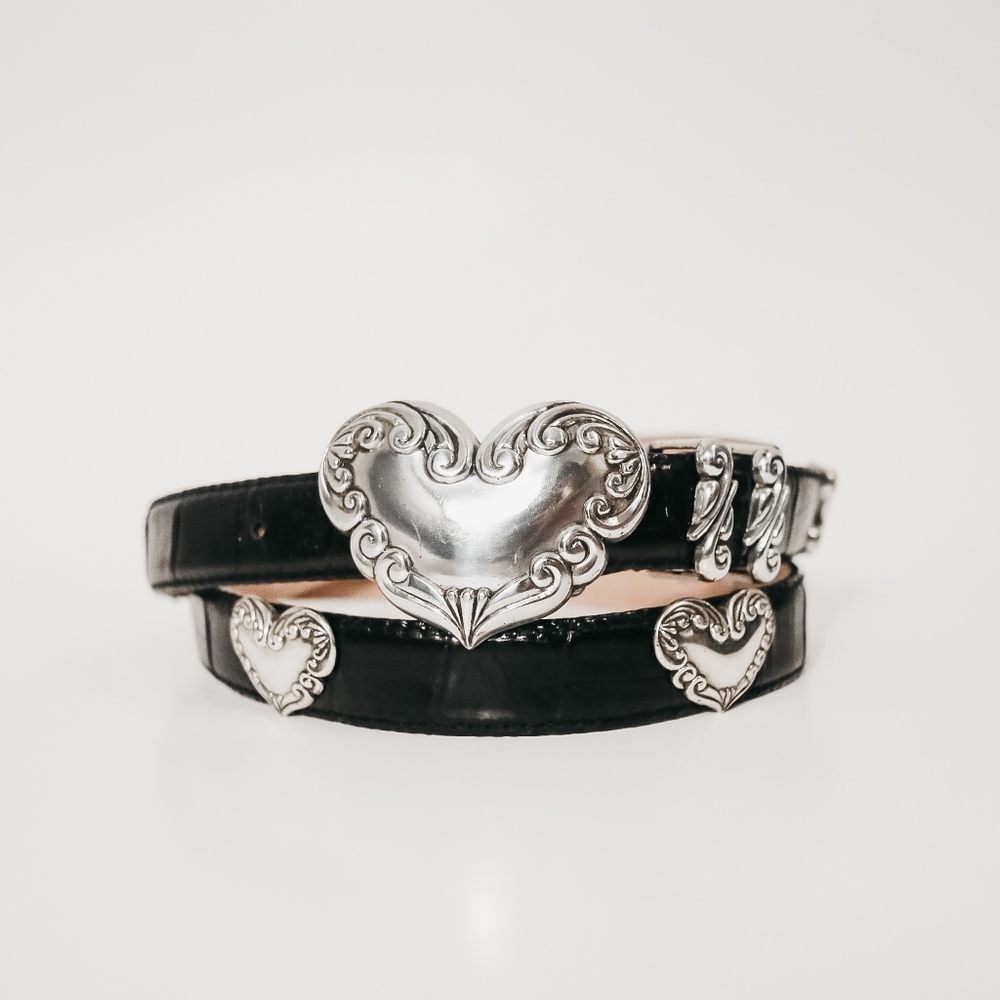 Leather Belt Size 34"-38" Black Heart Metal Buckle